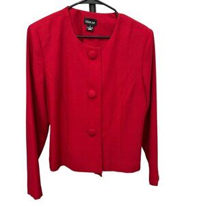 Leslie Fay Womens Red Button-Front Jacket Size 14
